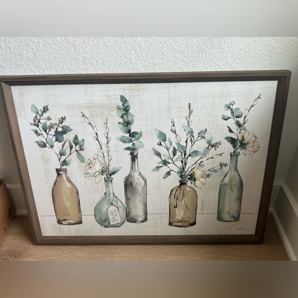 Painted greenery framed wall art